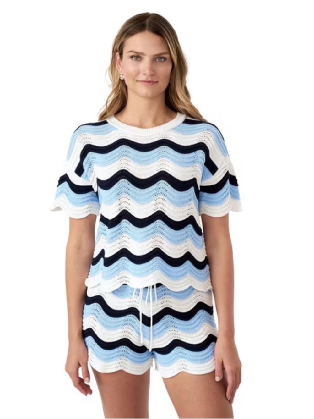 Edited|Boho crotchet knit striped sweater top-Beachy oversized boxy fit•••NWT
